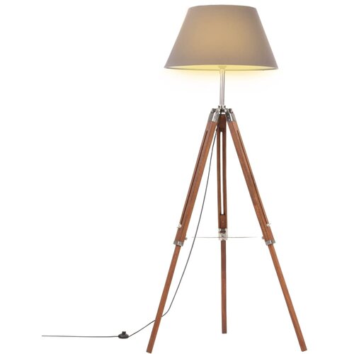  Podna svjetiljka s trono&amp;scaron;cem medeno-siva od tikovine 141 cm Slike