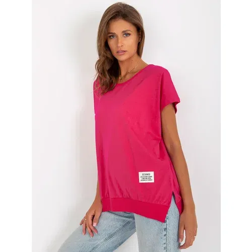 Fashion Hunters Fuchsia Women's Oversize Blouse with Patch