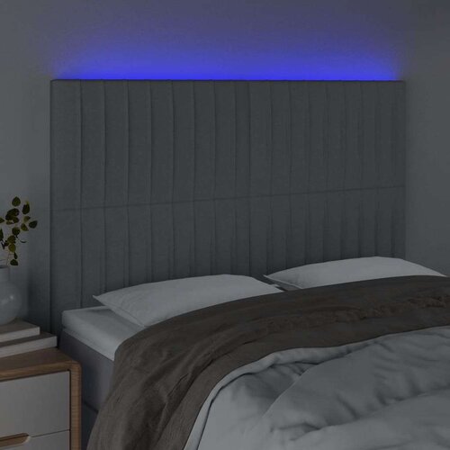  Uzglavlje svjetlosivo 144x5x118/128 cm od tkanine Slike
