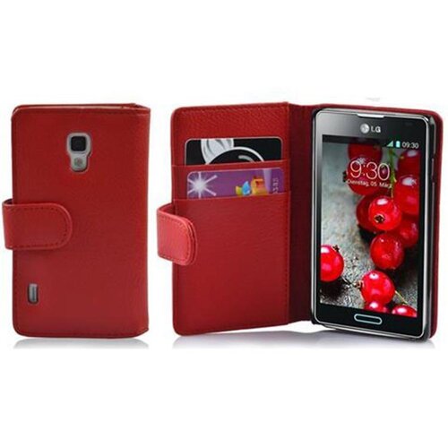 Cadorabo Ohi&scaron;je, združljivo z LG OPTIMUS L7 II v rdeče sladkorno jabolko - Za&scaron;čitni ovitek iz teksturiranega umetnega usnja in žep za kartice, (20559256) Cene