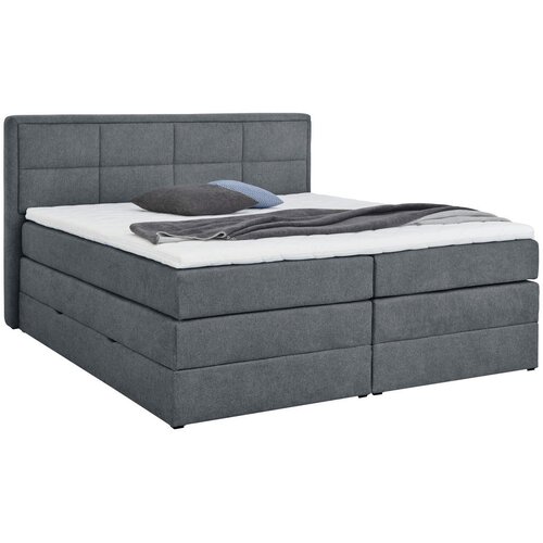 CARRYHOME BOXSPRING POSTELJA 140 cm x 200 cm , tekstil modrosiva Slike