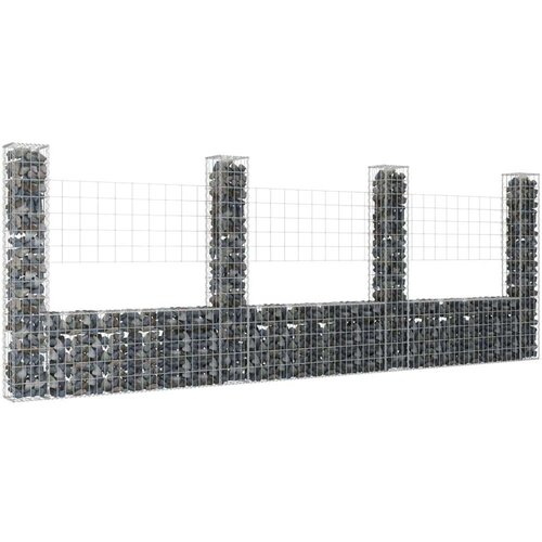 vidaXL Gabionska košara U-oblika s 4 stupa 380 x 20 x 150 cm željezna Cijene