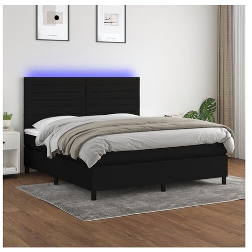 vidaXL Krevet box spring s madracem LED crni 180x200 cm od tkanine Cijene