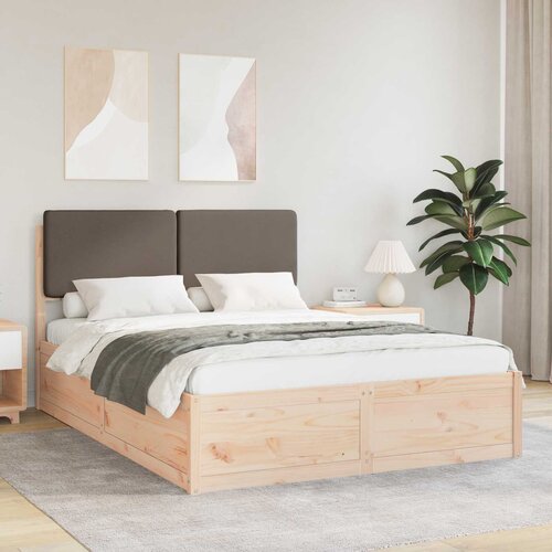 vidaXL Posteljni okvir z oblazinjenim vzglavjem Taupe 140 x 200 cm Cene