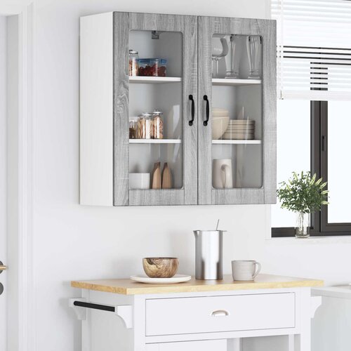  Zidni stakleni ormarić Lucca 2 pcs Siva sonoma 40 x 31 x 80 cm Slike