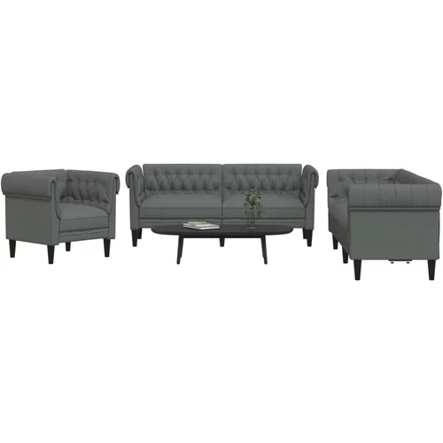  3-dijelni set sofa tamnosivi od tkanine