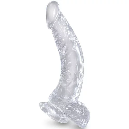 King Cock CLEAR - REALISTIC CURVED PENIS WITH BALLS 16.5 CM TRANSPARENT