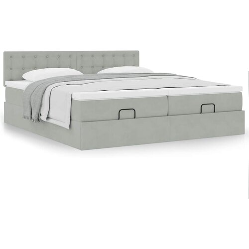 VidaXL Otomanski posteljni okvir z vzmetnicami siv 180x200cm žamet Slike