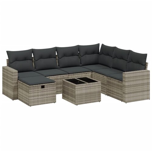  8-dijelni set vrtnih sofa od poliratana s jastucima svjetlosivi Slike
