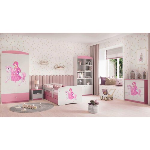 HAPPYKIDS OTROKA POSTELJA DREAMY PRINCESKA NA KONJU (VE BARV IN DIMENZIJ)-Roza-80x160 Slike
