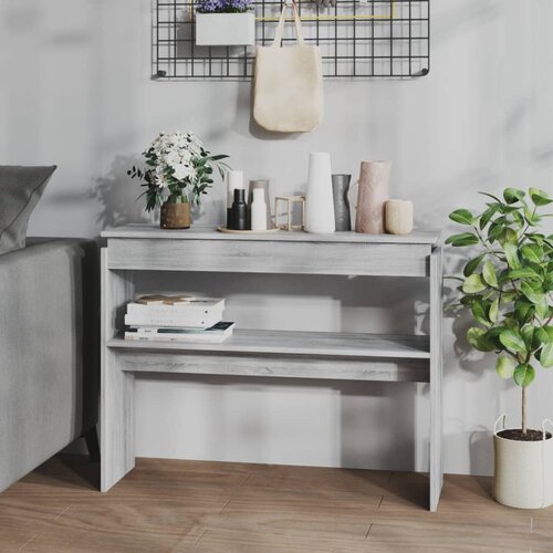 vidaXL Konzolna mizica siva sonoma 102x30x80 cm konstruiran les Cene