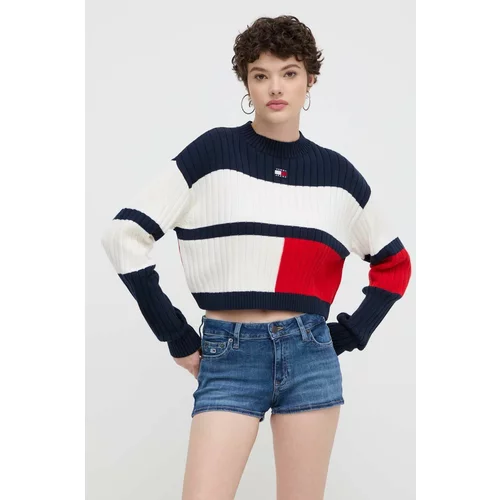 Tommy Jeans Pamučni pulover boja: bež, lagani