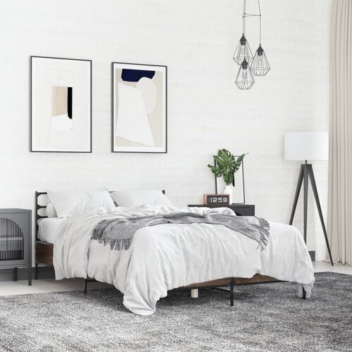  Okvir za krevet smeđi hrast 120x190cm konstruirano drvo i metal Cene