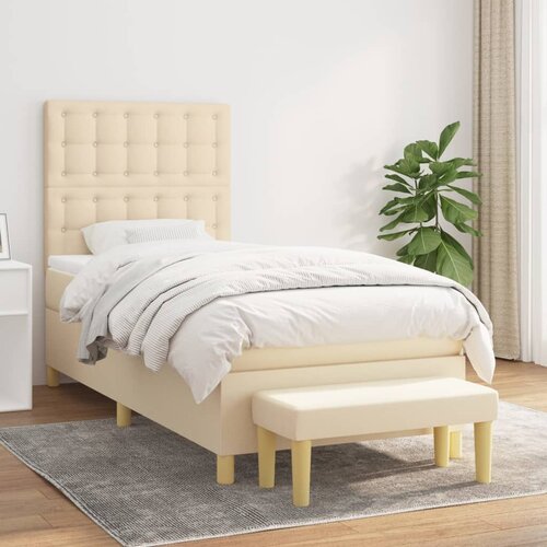  The Living Store Box spring postelja z vzmetnico krem 80x200 cm blago - Box Spring Postelja, (21444522) Slike