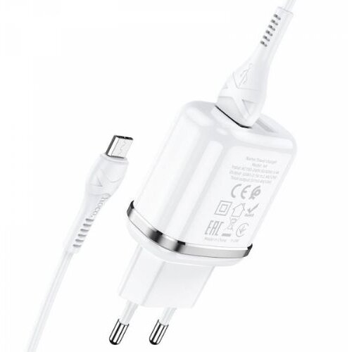 Hoco. pametni hi&amp;scaron;ni polnilec N4 12W z 2,4A z 2x USB vtičem in s polnilnim kablom Micro USB bel Slike