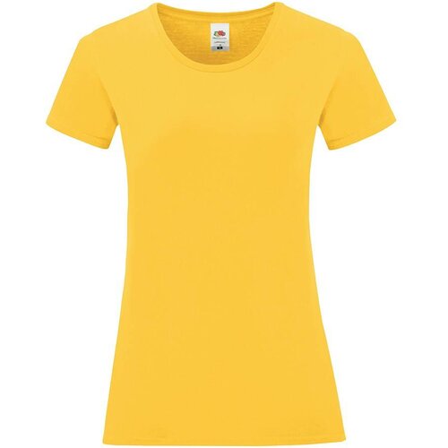 Fruit Of The Loom Iconic Yellow Women's T-shirt in combed cotton Cene