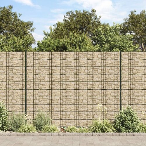 VidaXL Vrtno platno za zasebnost 2 kosa videz kamna siva 35x0,19 m PVC Slike