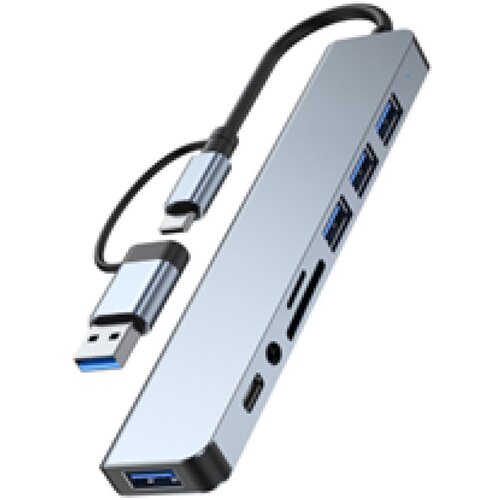  A-CM-COMBO8-06 ** USB-A + USB-C multi-port 8-in-1 USB3.0+USB2.0+SD+3.5mm+Data (838) Cene