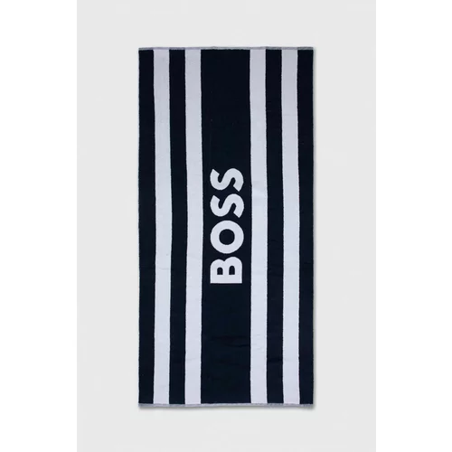 Boss Bombažna brisača mornarsko modra barva