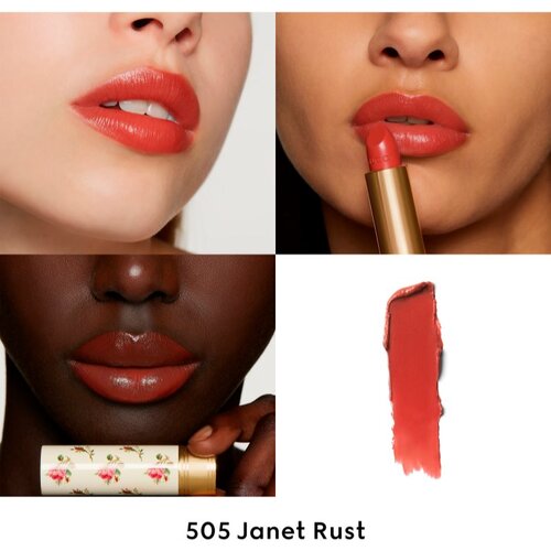 Gucci Beauty Rouge &amp;agrave; L&amp;egrave;vres Voile &amp;scaron;minka z ble&amp;scaron;čečim fini&amp;scaron;em odtenek 505 Janet Rust 3.5 g Slike