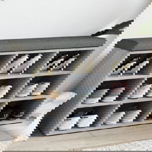 vidaXL Klupa za cipele siva boja hrasta 82x32x50 cm konstruirano drvo Cijene