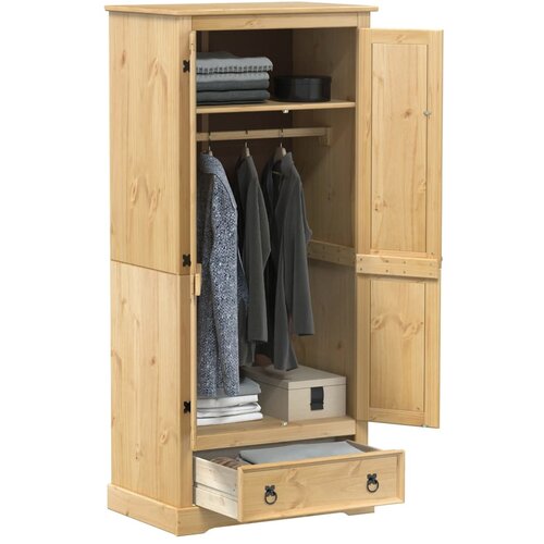 The Living Store Garderobna omara Corona 76x50x170 cm trdna borovina - Garderobna Omara, (21660804) Slike