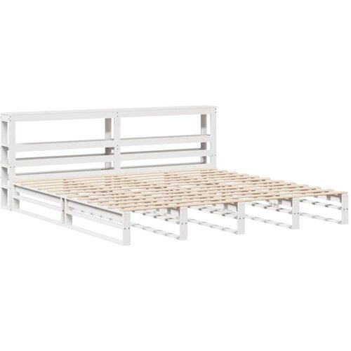 vidaXL Posteljni okvir z vzglavjem bel 180x200 cm borovina, (21322063) Cene