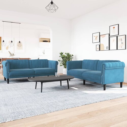 vidaXL 2-dijelni set sofa plavi baršunasti Cijene