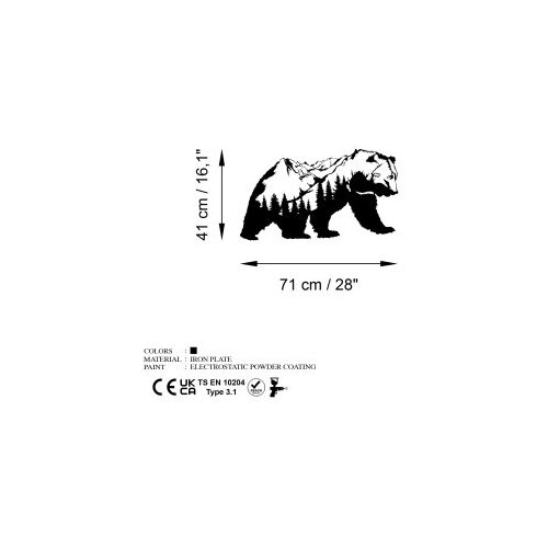 Wallxpert Zidna dekoracija Orso-1, 71x41 cm, 1,5 mm, Crna Slike