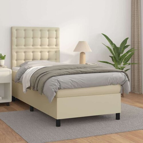  Boxspring - Krevet s oprugama i madracem krem 80 x 200 cm od umjetne kože - Krema 80 x 200 cm gumbi Cijene