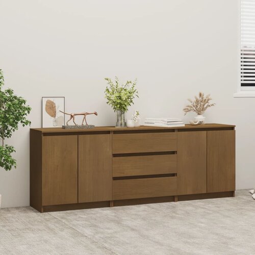 VidaXL Stranska omarica medeno rjava 180x36x65 cm trdna borovina Slike