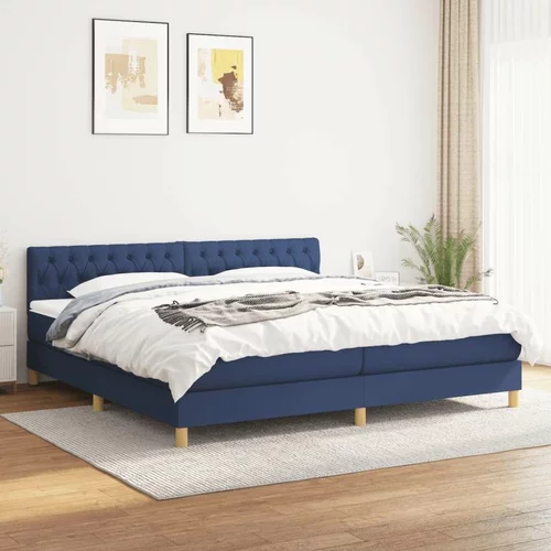  Box spring postelja z vzmetnico moder 200x200 cm blago, (20894976)