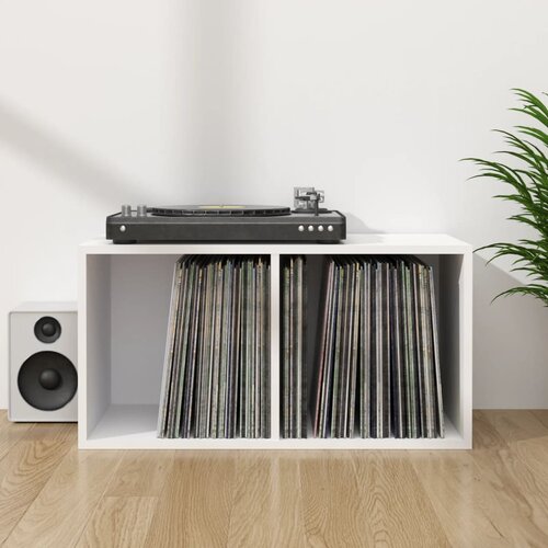 VidaXL Kutija za pohranu vinilnih ploča bijela 71 x 34 x 36 cm drvena Slike