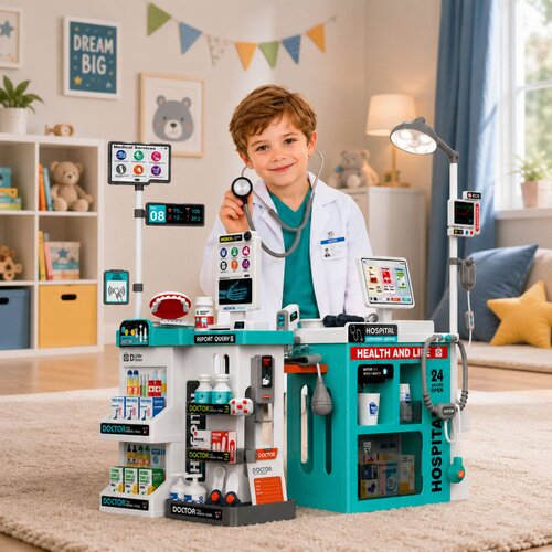  Veliki medicinski set za igru sa 77 elemenata - 81 cm Slike