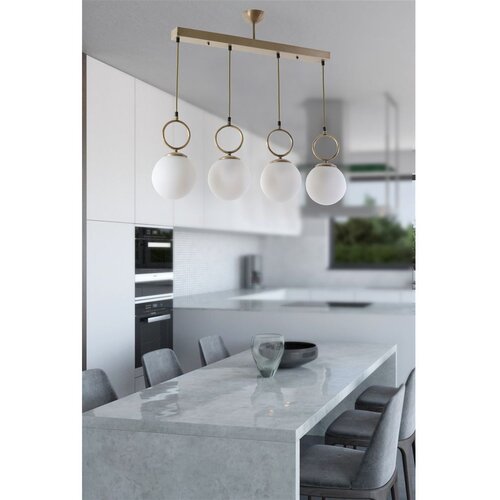 Opviq Morino 4 L&amp;uuml; Sıralı Beyaz Camlı Eskitme Sarkıt White Chandelier Slike