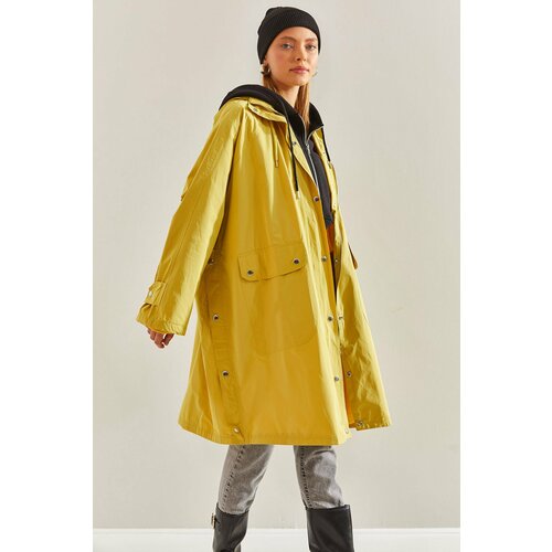 Bianco Lucci Women's Back Printed Hooded Long Raincoat Slike