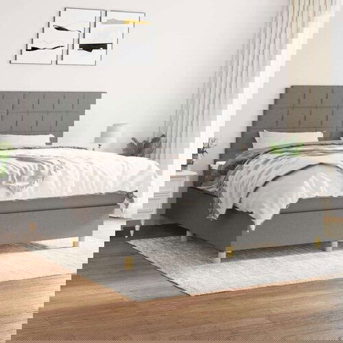  Kreveta s oprugama i madrac svjetlosivi 160x200cm tkanina Slike