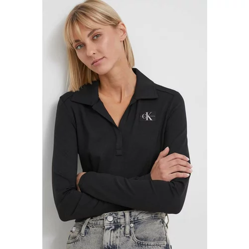 Calvin Klein Jeans Majica z dolgimi rokavi ženski, črna barva