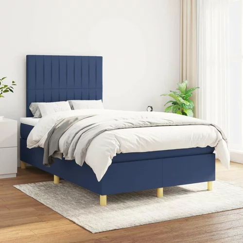  Box spring postelja z vzmetnico moder 120x200 cm blago, (20894507)
