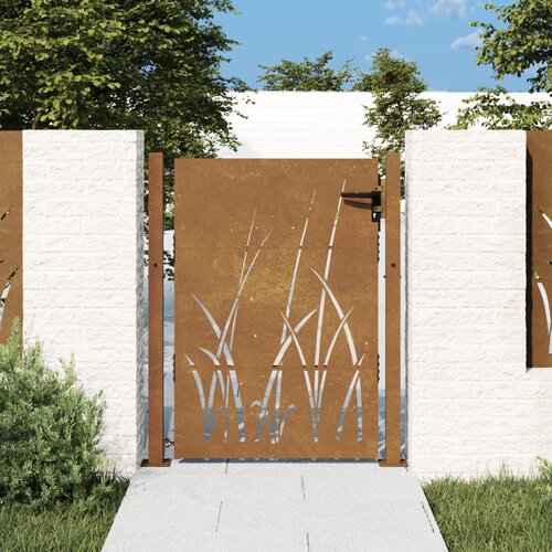 vidaXL Vrtna vrata 105 x 130 cm od čelika COR-TEN s uzorkom trave Cijene