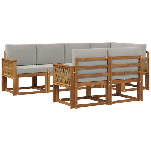 vidaXL Zunanja garnitura za sedenje 7 pcs Naravna in svetlo siva, (5000282321) Cene