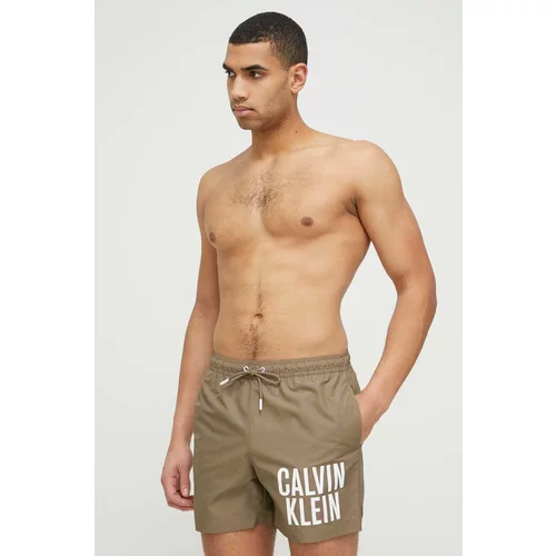 Calvin Klein Kopalne kratke hlače rjava barva