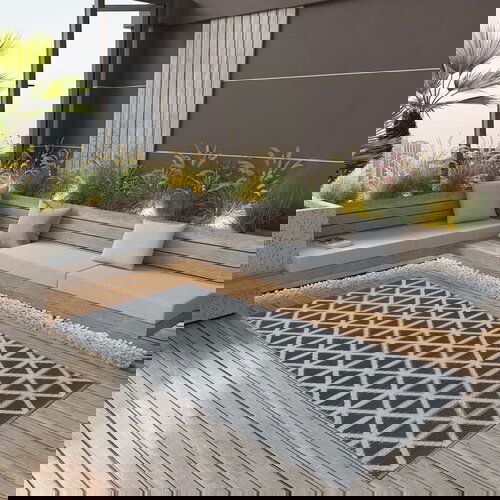 VidaXL Vanjski tepih crni 190 x 290 cm PP Slike