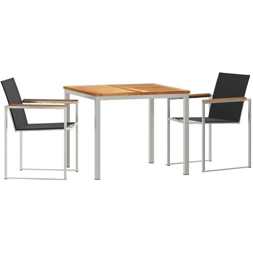 VidaXL 3-dijelni vrtni set za objedovanje od čvrste tikovine, vanjski stol za obedovanje 90x90x74.5 cm od čvrste tikovine Slike