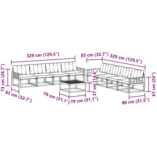  Set vanjskih sofa 9 kom. Bijela i crna Slike