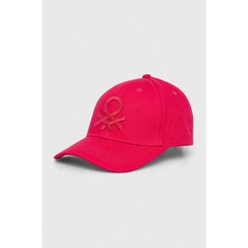 United Colors Of Benetton Bombažna bejzbolska kapa roza barva