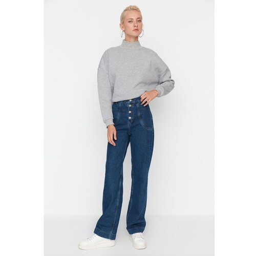 Trendyol Blue Front Button High Waist 90's Wide Leg Jeans Slike