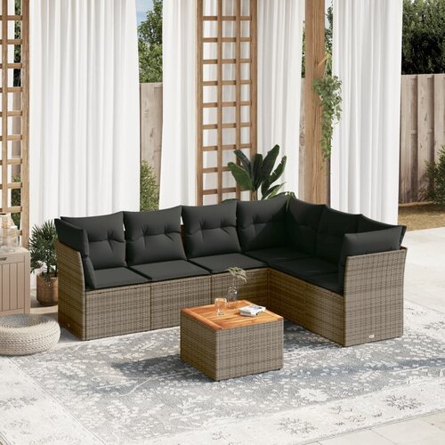 VidaXL 7-dijelni set vrtnih sofa sivi od poliratana Slike