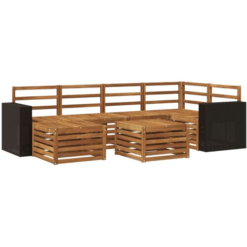 vidaXL Kotna sedežna garnitura 7 pcs Naravna Masiven les akacije, (5000283828) Cene