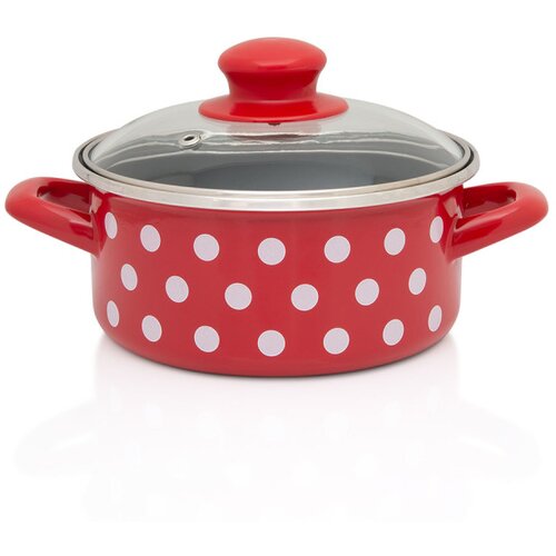 Metalac posuda plitka dekor red dots 16cm / 1,50lit Cene